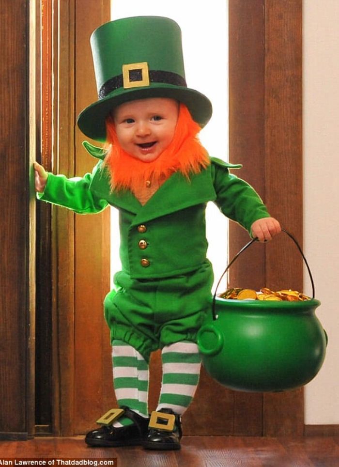 Baby Leprechaun carrying a pot of gold image of St.  Patrick's day