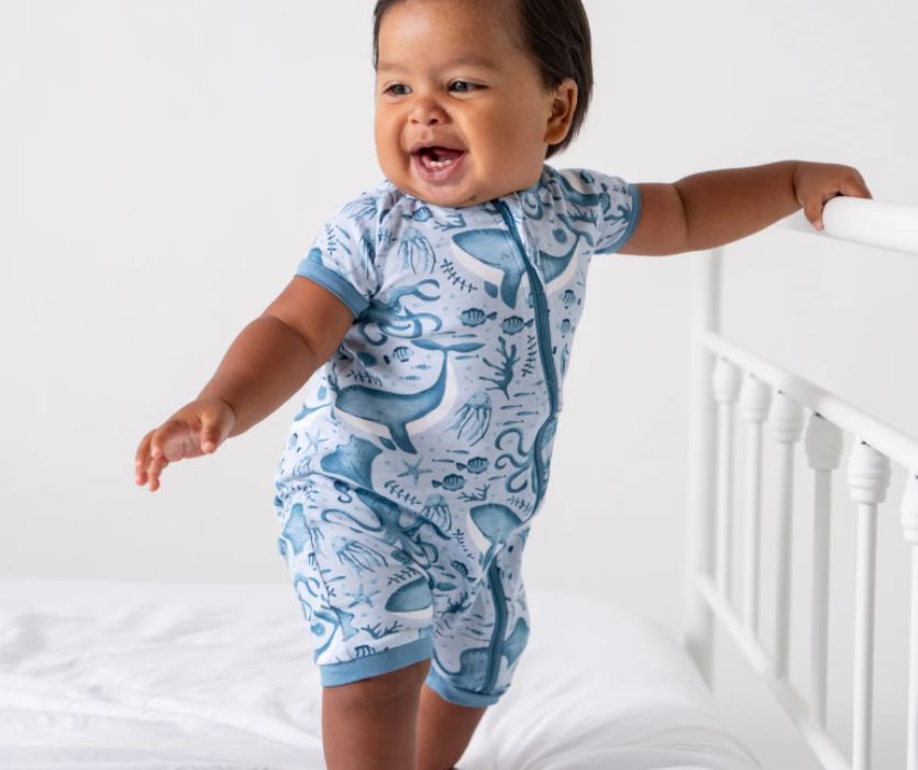 baby wearing dreamland baby bamboo pajamas