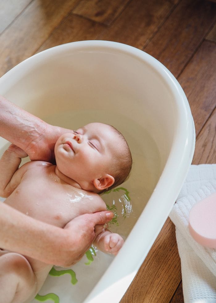 baby in a bathtub