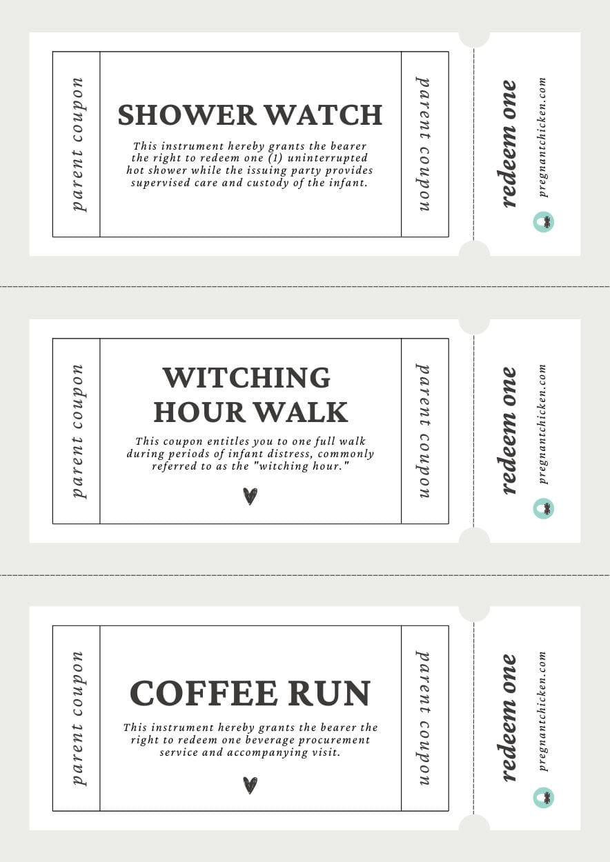 DIY personalized new parent coupon printable