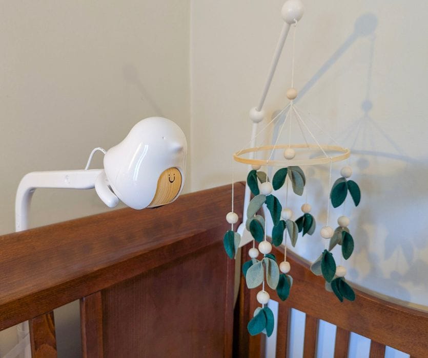 cuboai baby monitor over a crib