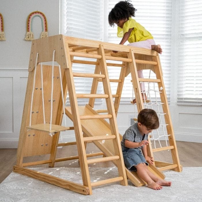 wooden jungle gym