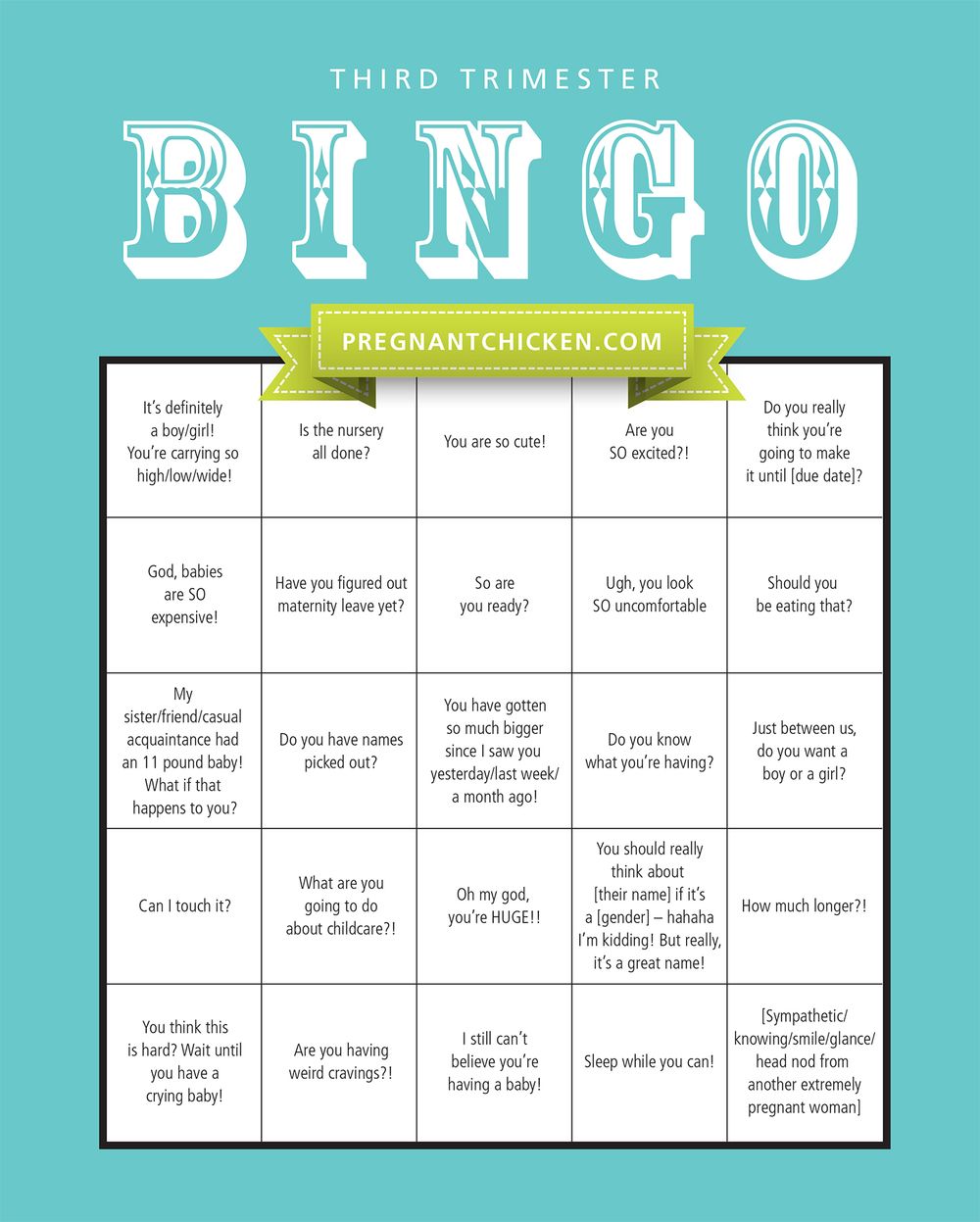 Third Trimester Bingo