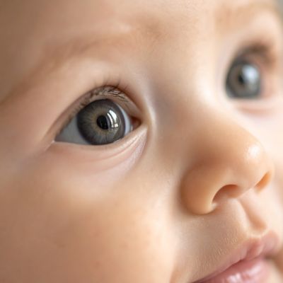 close up of baby's face and eyes